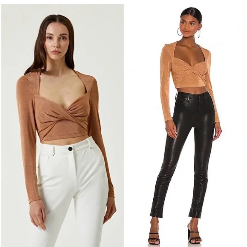 Significant other twist 90s Knit Long Sleeve Crop Top 4